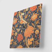 ウィリアムモリスCrayフローラアールヌーボーパターン スクエア壁時計 (傾斜)