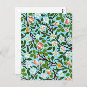 ウィリアム人気があるモリス模様、クローバー(ターコイズ) ポストカード (正面/裏面)