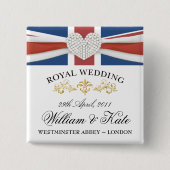 ウィリアム及びKateの結婚式の記念品ピン 缶バッジ (正面)