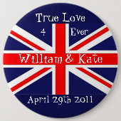ウィリアム及びKate結婚式+英国国旗 缶バッジ (正面)