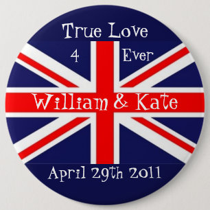 ウィリアム及びKate結婚式+英国国旗 缶バッジ
