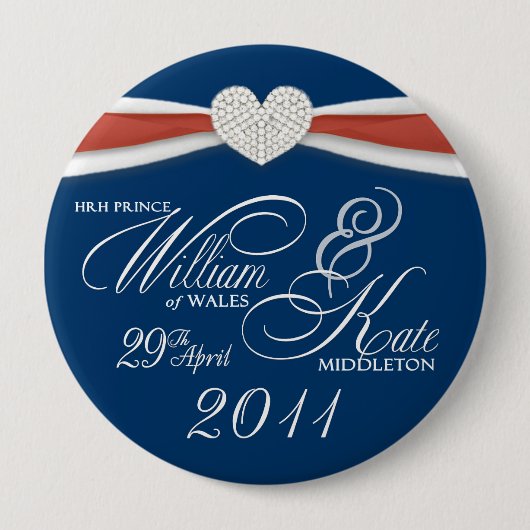 ウィリアム及びKate -王室のな結婚式の記念品Pin 缶バッジ (正面)