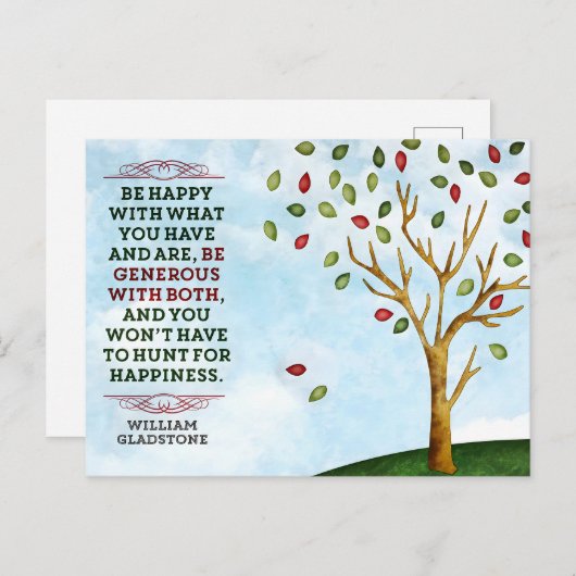 ウィリアム感動的グラッドストーン引用文「幸福」 ポストカード (正面/裏面)
