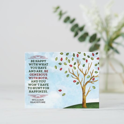ウィリアム感動的グラッドストーン引用文「幸福」 ポストカード (スタンド正面)