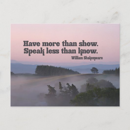 ウィリアム感動的シェイクスピア引用文の詳細 ポストカード (正面)