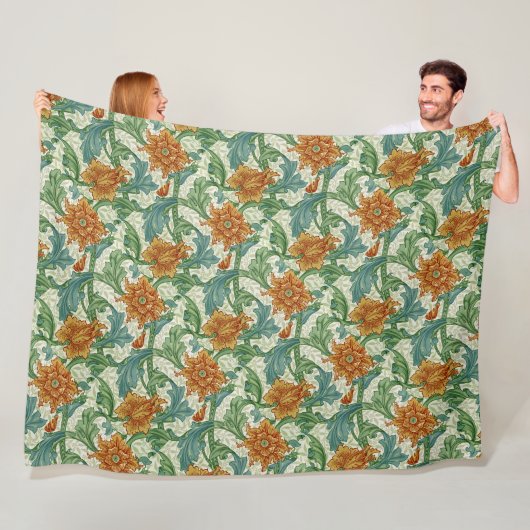 ウィリアム独身のモリス茎ヴィンテージフローラ花 フリースブランケット (インサイチュ)