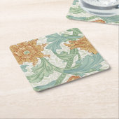 ウィリアム独身のモリス茎花柄 スクエアペーパーコースター (アングル)