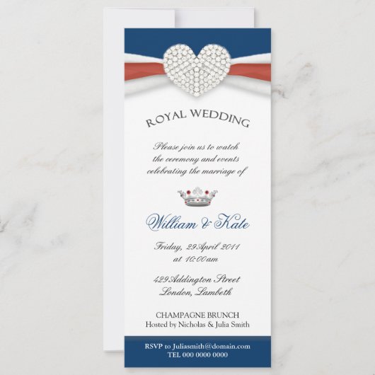 ウィリアム王子とケイト・ミドルトンの結婚式のお祝いパーティーの招待状 招待状 (正面)