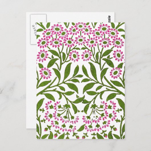 ウィリアム素晴らしモリスピンクフローラ壁紙 ポストカード (正面/裏面)