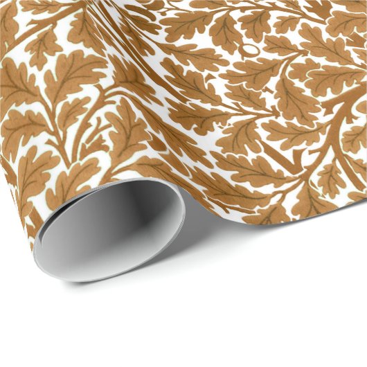 ウィリアム葉モリスオーク材の赤褐色と白色 ラッピングペーパー (ロールコーナー)