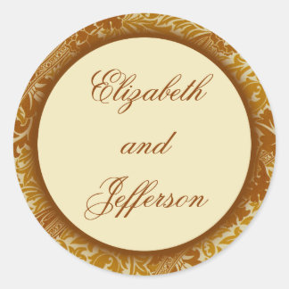 ウィリアム葉モリス金ゴールドスモノグラムのステッカー ラウンドシール