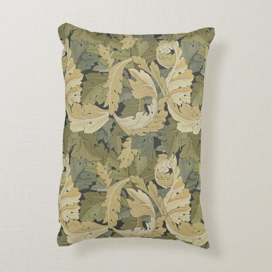 ウィリアム離れモリスズとテンドリル金ゴールド&グリーン アクセントクッション (裏面(縦))