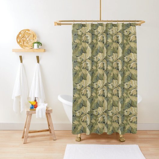 ウィリアム離れモリスズとテンドリル金ゴールド&グリーン シャワーカーテン