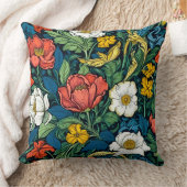 ウィリアム鮮やかモリスアールヌーボーフローラ クッション (ブランケット)