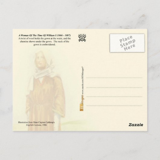ウィリアム1世の女性の衣装 ポストカード (裏面)