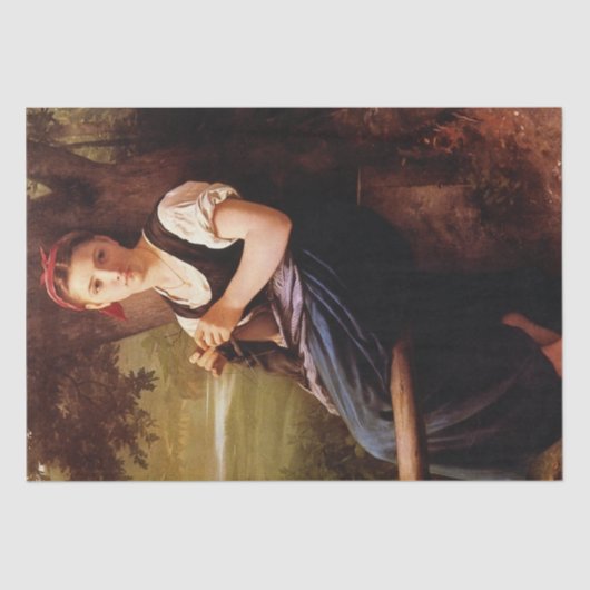 ウィリアム・アドルフ・ブグロー著編み物の女性 薄葉紙 (正面)