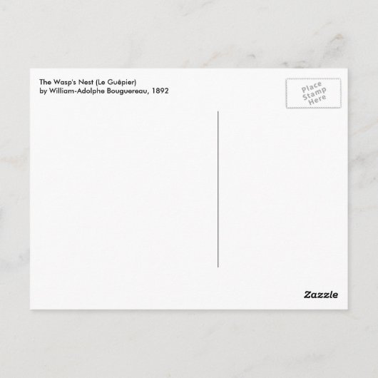 ウィリアム・アドルフ・ブーゲローによるザワスネスト ポストカード (裏面)