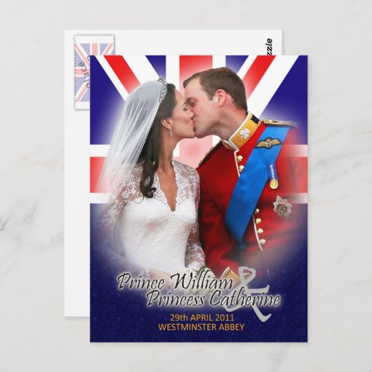 ウィリアム&ケイト王室のの結婚キスはがき ポストカード (正面/裏面)