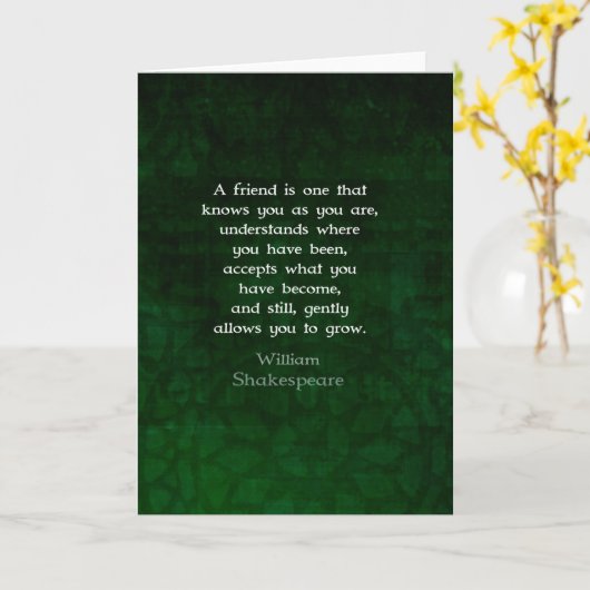 ウィリアム・シェイクスピアの友情の感動的な引用文 カード (黄色い花)