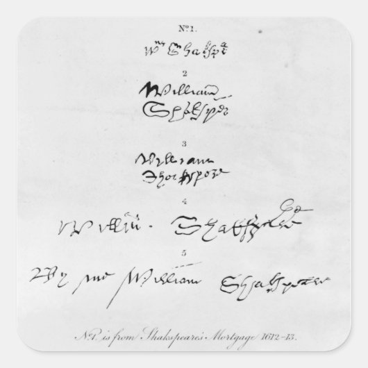 ウィリアム・シェイクスピアの本物の5つのサイン スクエアシール (正面)