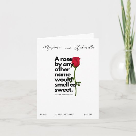 ウィリアム・シェイクスピアの詩を添えた招待状 招待状 (正面)