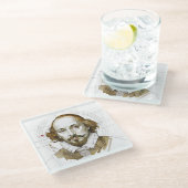 ウィリアム・シェイクスピアポートレートイラストレーション金ゴールド ガラスコースター (アングル)