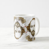 ウィリアム・シェイクスピアポートレートイラストレーション金ゴールド コーヒーマグカップ (正面右)