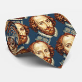 ウィリアム・シェイクスピアポートレートイラストレーション金ゴールド ネクタイ (ロール)