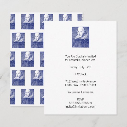 ウィリアム·シェイクスピアポートレート（ファースト·フォリオ） 招待状 (正面/裏面)