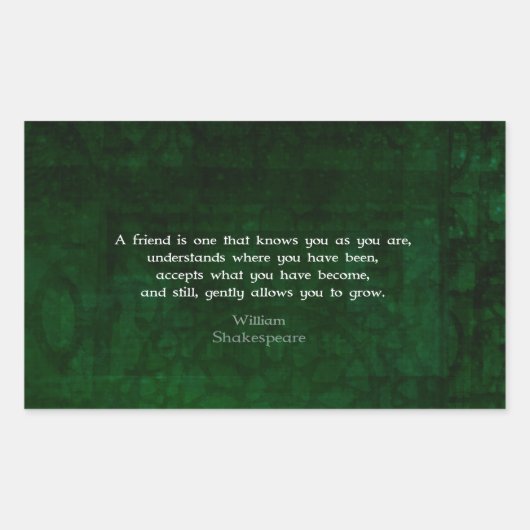 ウィリアム・シェイクスピア友好感動的引用文 長方形シール (正面)