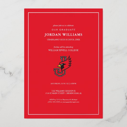 ウィリアム・ジュエル大学卒業式 箔招待状 (正面)