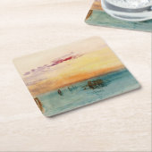 ウィリアム・ターナー - 夕焼けのヴェネツィア潟湖近郊 スクエアペーパーコースター (アングル)