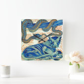 ウィリアム・ド・モーガン・タイガーとヘビ時計 スクエア壁時計 (ホーム)