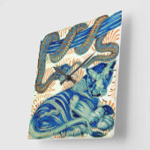 ウィリアム・ド・モーガン・タイガーとヘビ時計 スクエア壁時計 (傾斜)