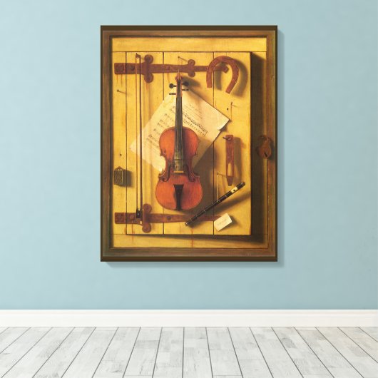 ウィリアム・ハーネットによる静物画「ヴァイオリンと音楽」 キャンバスプリント (インサイチュ (ウッドフロア))
