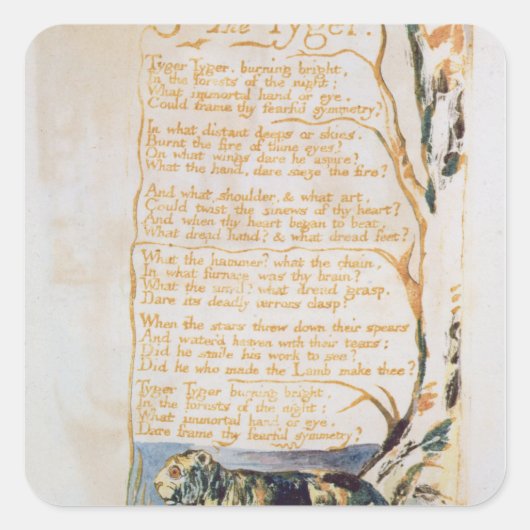 ウィリアム・ブレイク | The Tyger, from Songs of Innounce スクエアシール (正面)