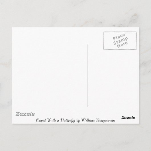 ウィリアム・ブーゲローによる蝶とキューピッド ポストカード (裏面)