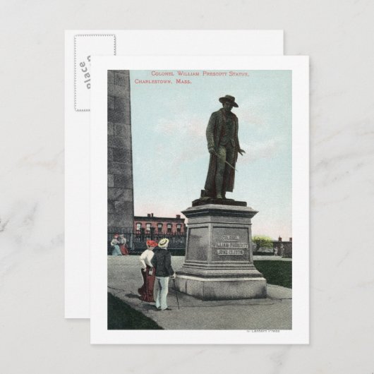 ウィリアム・プレスコット大佐の銅像シーン ポストカード (正面/裏面)
