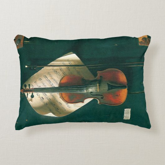 ウィリアム・マイケル・ハネットによるオールド・ヴァイオリン・スティルライフ アクセントクッション (正面)