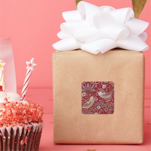 ウィリアム・モリスいちご泥棒スクエアステッカー スクエアシール (パーティー)