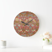 ウィリアム・モリスいちご泥棒レッドフローラルパターン ラージ壁時計 (ホーム)