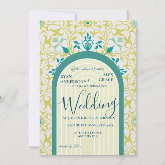 ウィリアム・モリスつる植物アールヌーボー 招待状 (正面)