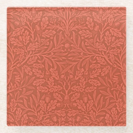 ウィリアム・モリスによるアコ葉ーズとオークの木 ガラスコースター (正面)