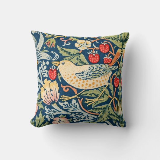 ウィリアム・モリスによるイチゴ泥棒の鳥 クッション (正面)