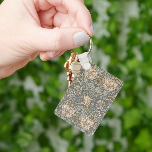 ウィリアム・モリスによるスイカズラ、ヴィンテージの花のアート キーホルダー (手)