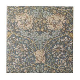 ウィリアム・モリスによるスイカズラ、ヴィンテージの花のアート タイル