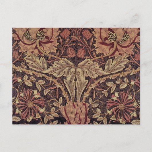 ウィリアム・モリスによるスイカズラ、庭の花のアート ポストカード (正面)