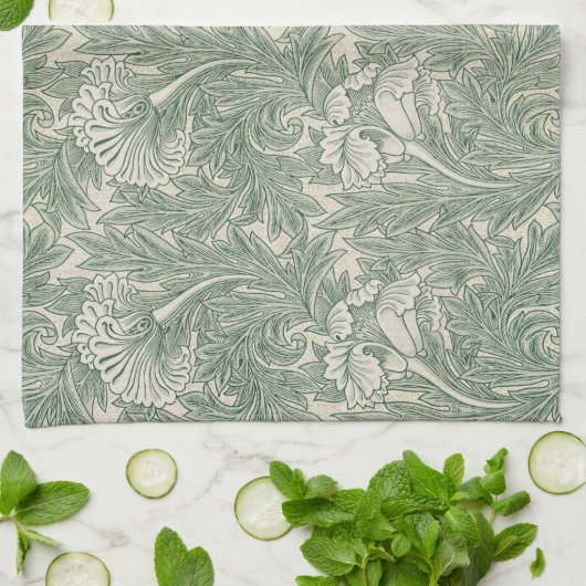 ウィリアム・モリスによるチューリップ、ヴィンテージ花卉芸術 キッチンタオル (折り畳み)