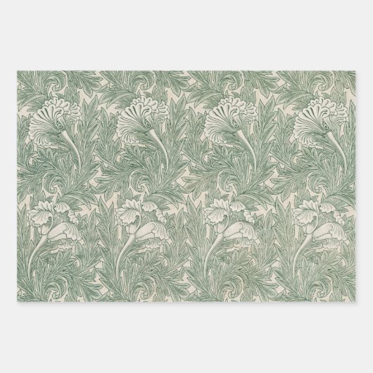 ウィリアム・モリスによるチューリップ、ヴィンテージ フラワーのアート ラッピングペーパーシート (正面2)