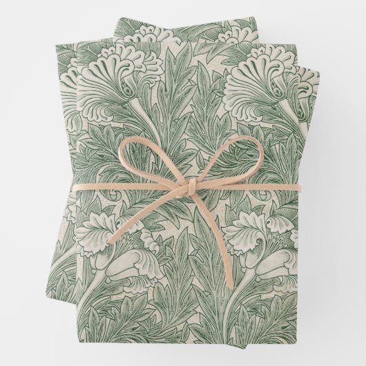 ウィリアム・モリスによるチューリップ、ヴィンテージ フラワーのアート ラッピングペーパーシート (インサイチュ)